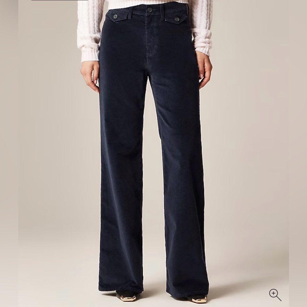 J CREW‎ SIZE 28 Wide-leg trouser in washed velvet In Navy CP818
